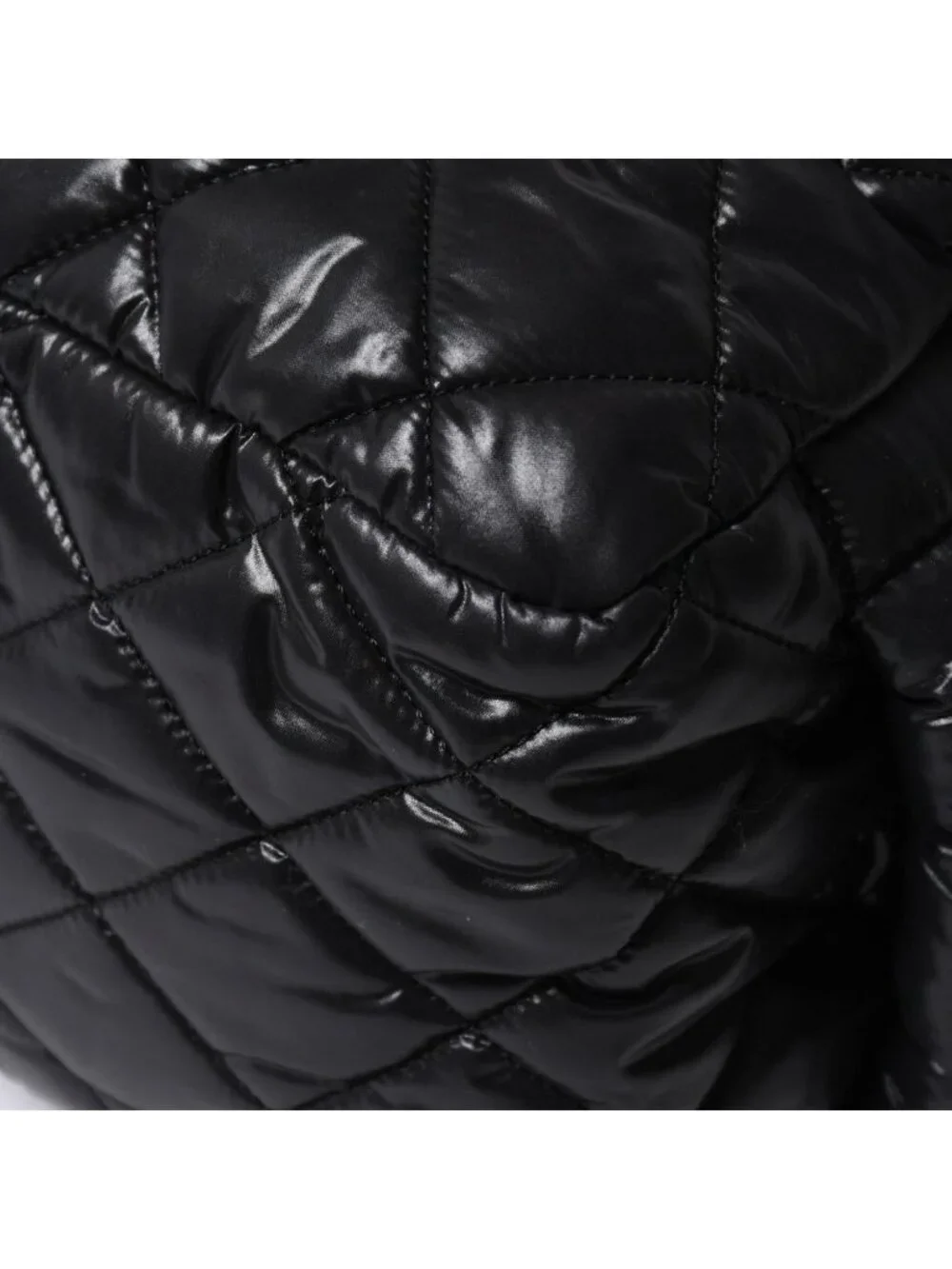 Chanel Coco Cocoon Clutch Black Nylon Calfskin Makeup Pouch Silver